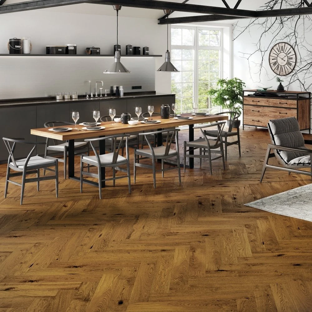 Liberty Floors Bourbon Oak - Manor Herringbone Parquet 14mm Engineered Real Wood Flooring (284293) 1 Liberty Floors Bourbon Oak - Manor Herringbone Parquet 14mm Engineered Real Wood Flooring (284293)