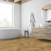 Liberty Floors Caramel Oak - Manor Herringbone Parquet 14mm Engineered Real Wood Flooring (249869)
