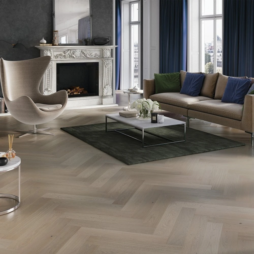 Liberty Floors Grey Mist Oak - Manor Herringbone Parquet 14mm Engineered Real Wood Flooring (249870) 3 Liberty Floors Grey Mist Oak - Manor Herringbone Parquet 14mm Engineered Real Wood Flooring (249870) - Image 3