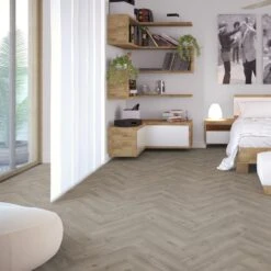 Liberty Floors Grey Oak - Herringbone SPC 5.5mm Rigid Core Vinyl Flooring (219442) -Cheap Unika Store grey oak herringbone spc 5 5mm rigid core vinyl flooring 219442 p85858 208717 image