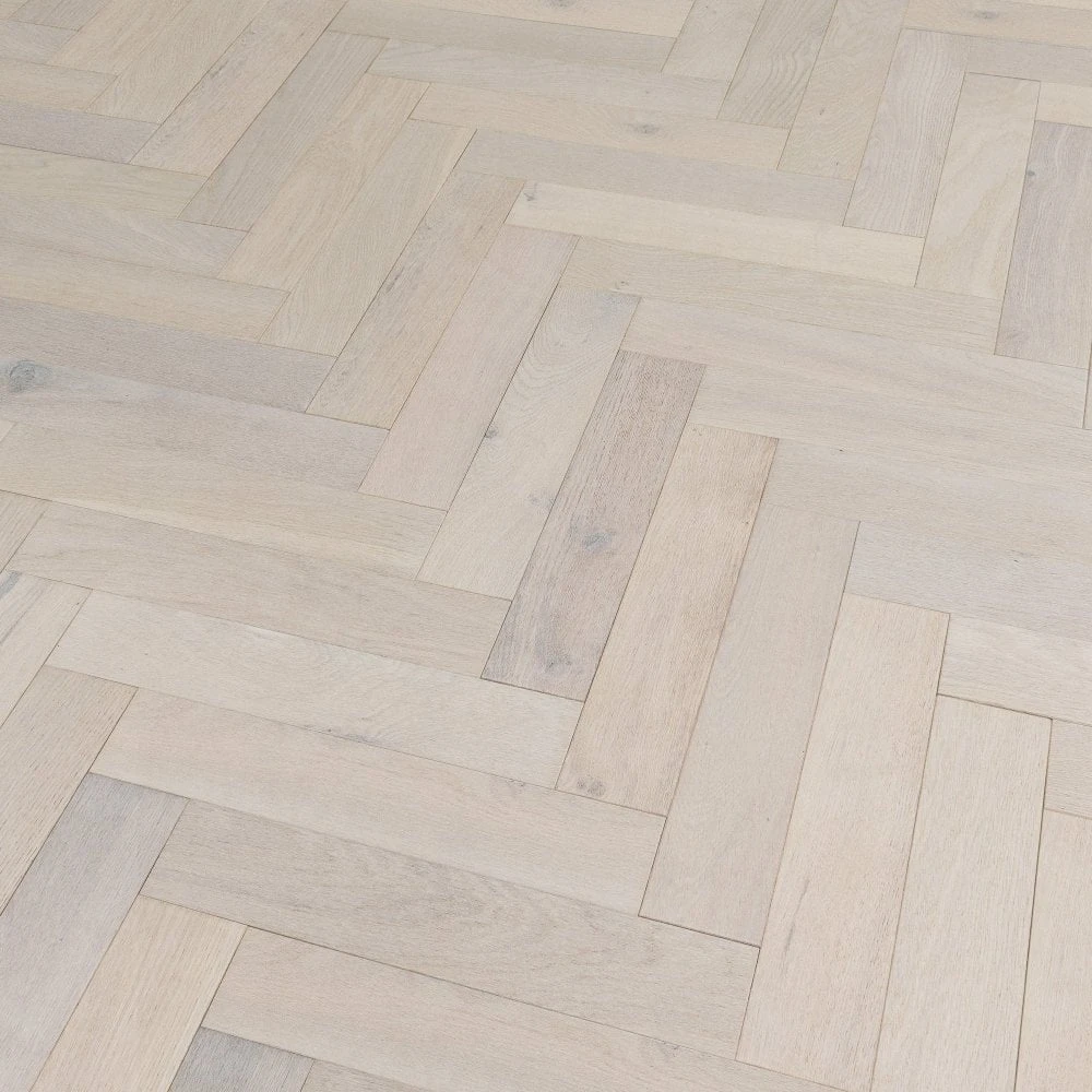 Liberty Floors Ivory White Oak - Herringbone Parquet 14mm Engineered Real Wood Flooring (219387) 3 Liberty Floors Ivory White Oak - Herringbone Parquet 14mm Engineered Real Wood Flooring (219387) - Image 3