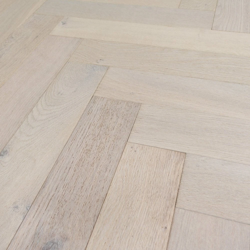 Liberty Floors Ivory White Oak - Herringbone Parquet 14mm Engineered Real Wood Flooring (219387) 2 Liberty Floors Ivory White Oak - Herringbone Parquet 14mm Engineered Real Wood Flooring (219387) - Image 2