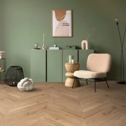 Liberty Floors Light Oak Oiled - Chevron 15mm Engineered Real Wood Flooring (249205)