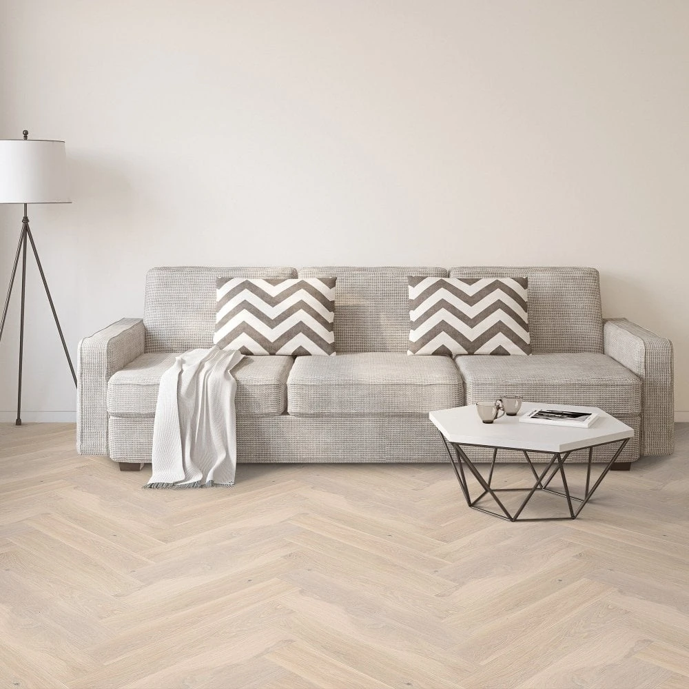 Liberty Floors Pearl White Oak - Manor Herringbone Parquet 14mm Engineered Real Wood Flooring (249872) 7 Liberty Floors Pearl White Oak - Manor Herringbone Parquet 14mm Engineered Real Wood Flooring (249872) - Image 7
